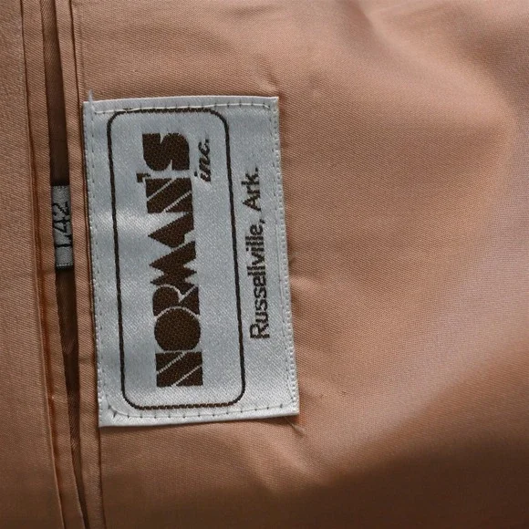Vtg Mens‎ 42L 36x32 Beige Khaki Cotton Blend Mens Jacket Pants Suit